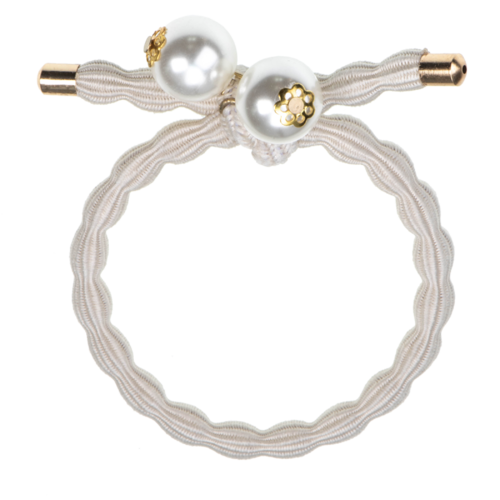 Haargummi "Kknekki" mit Perlen - Ivory