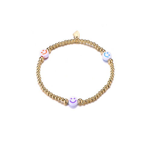 Armband mit Perlen und Smileys - Gold