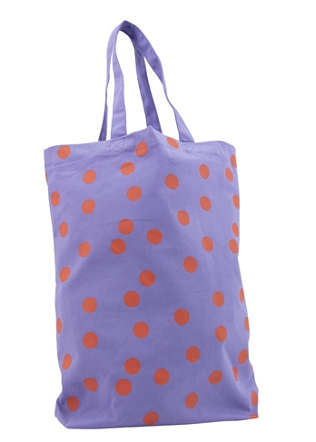 Canvas Shopper Polka Dots Lila Orange
