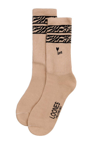 Loones: "ZEBRA LOVE" Macchiato Socken