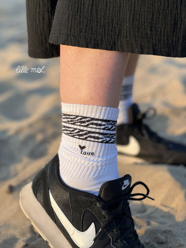 Loones: "ZEBRA LOVE" White Socken