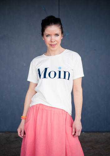 T-Shirt "Moin" - Offwhite Schwarz/Blau